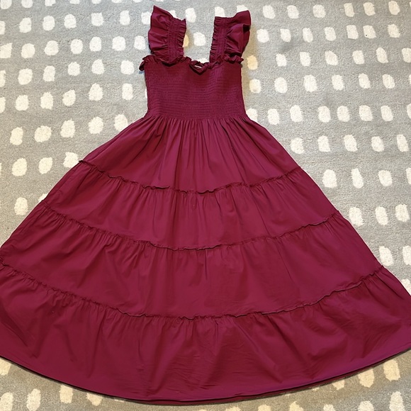 Hill House Home Ellie Nap Dress in Burgundy Size Small 100% Cotton Maxi Dress - Picture 8 of 10